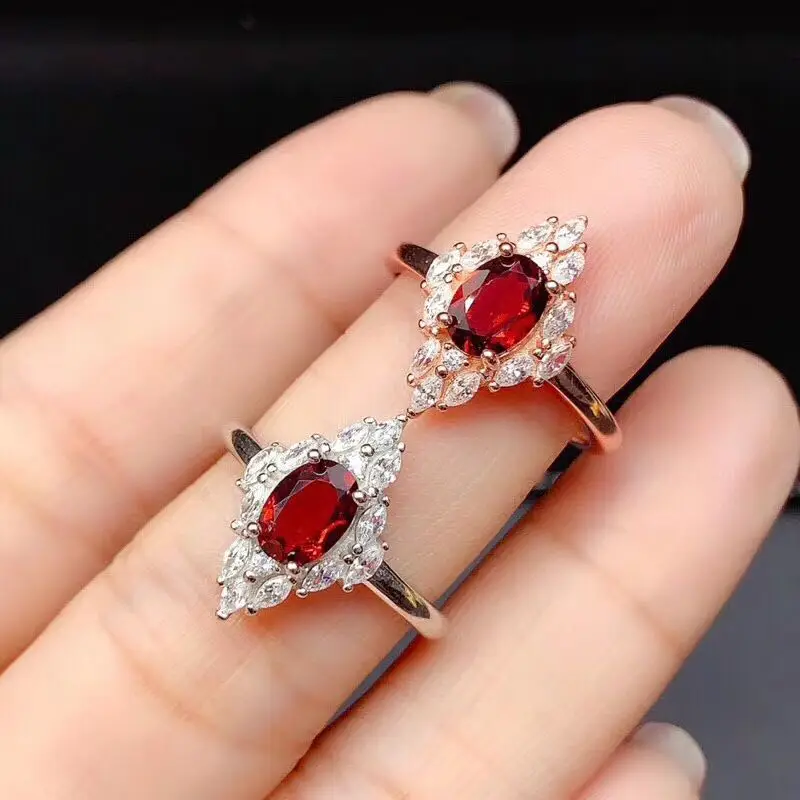 

Кольцо женское из серебра 925 пробы с драгоценными камнями, обручальное кольцо в стиле ретро, кольцо с натуральным гранатом