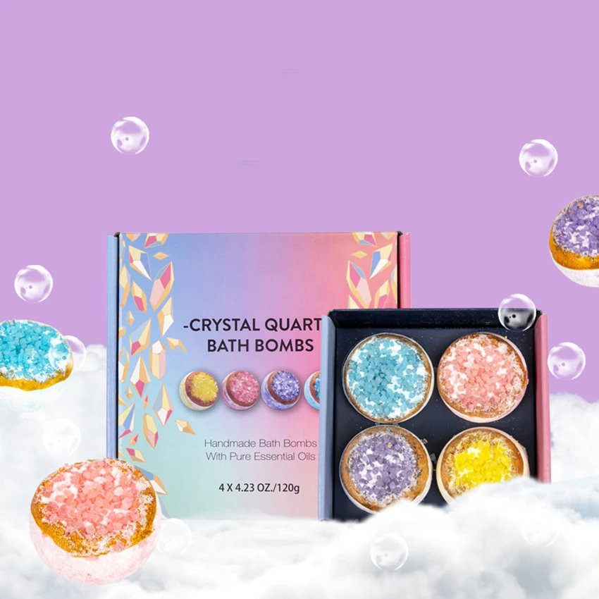 Set regalo di bombe da bagno Spa 4 pz/set per donne e uomini-con oli essenziali di sale di cristallo-sfere da doccia per il relax