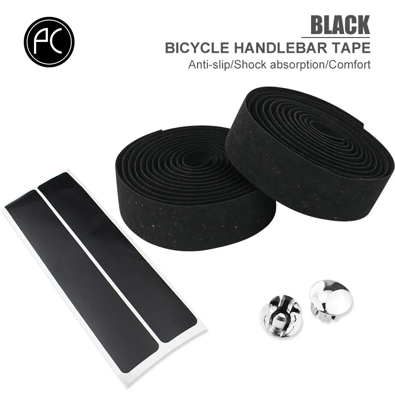 PCycling Fahrradlenkerband EVA Kork Staubgürtel MTB Rennrad Weiches Fahrradgriffband verschleißfeste Wrap + 2 Bar