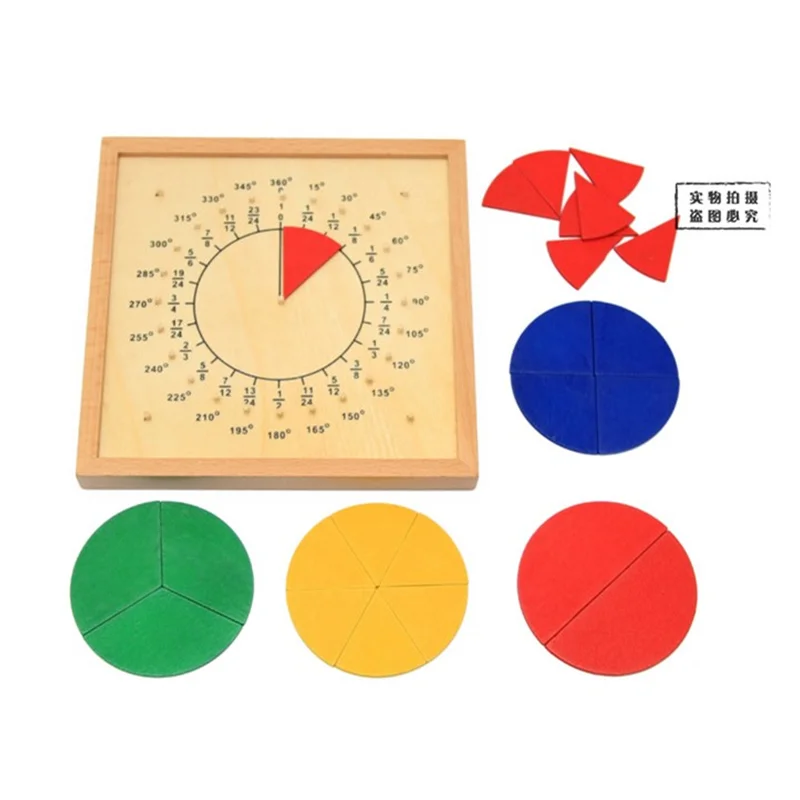 Montessori Fraction Circles Board Wood Mathematic Materials Kids Learning Tools Early Childhood Education Toys Children's Game