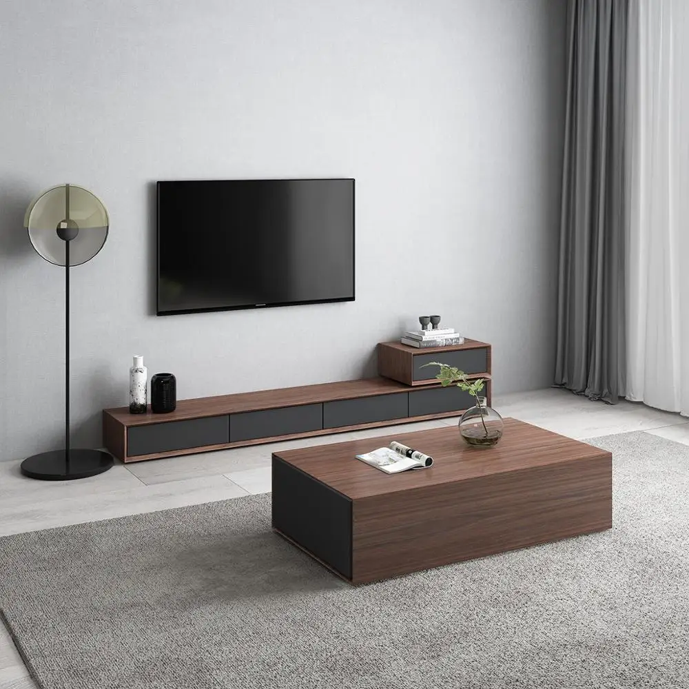 

tea table wooden design Living Room TV monitor stand mueble marble leather oval edge cabinet +tv stand table+Coffee centro Table