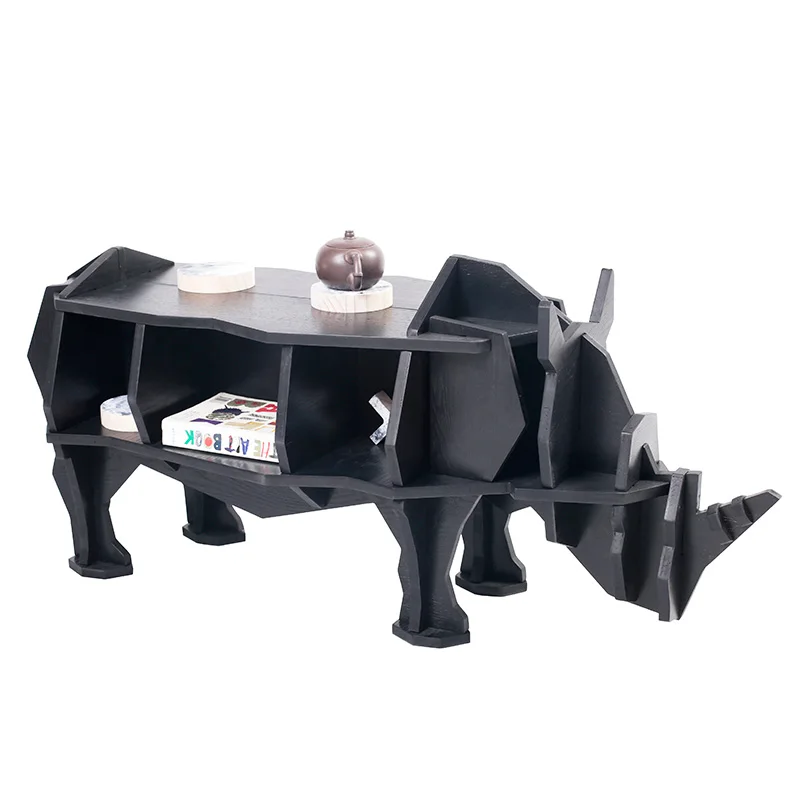 Rhinoceros Nordic Style Coffee Table Rhinoceros Assembly Tea Table Bay Window Creative Bookshelf Animal Home Decoration 1PC