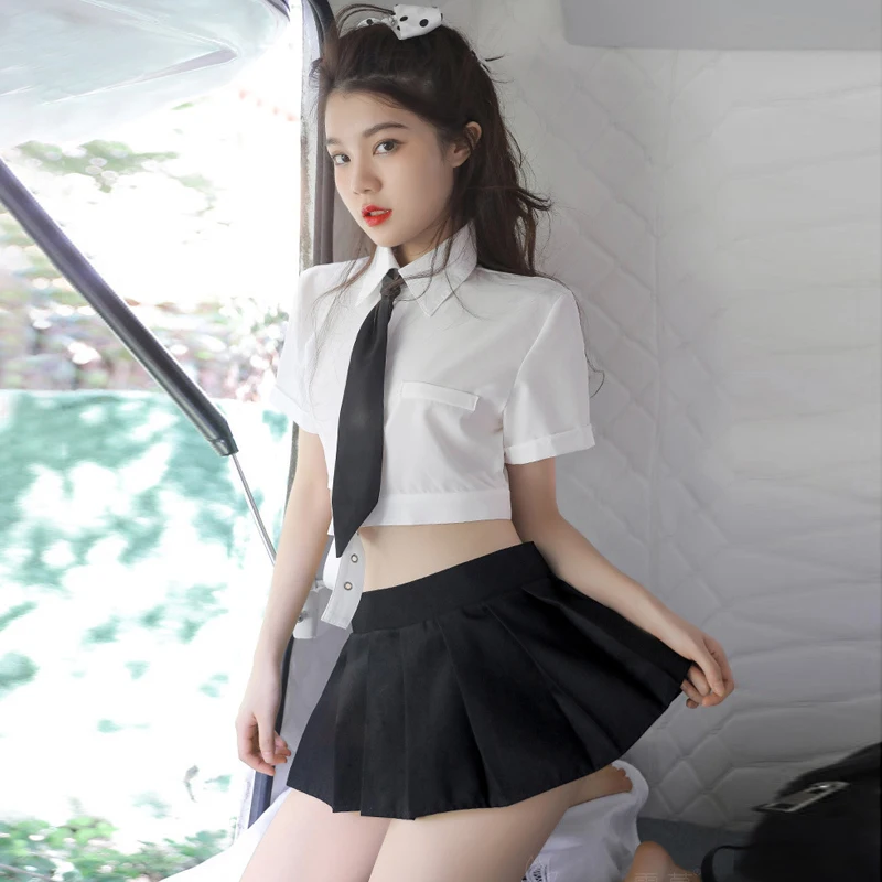 AniLV Anime Dance Girl School Student Sister Unifrom Costume Women Sexy Chain Pleated Skirt Hot Lingerie Pajamas Set Cosplay