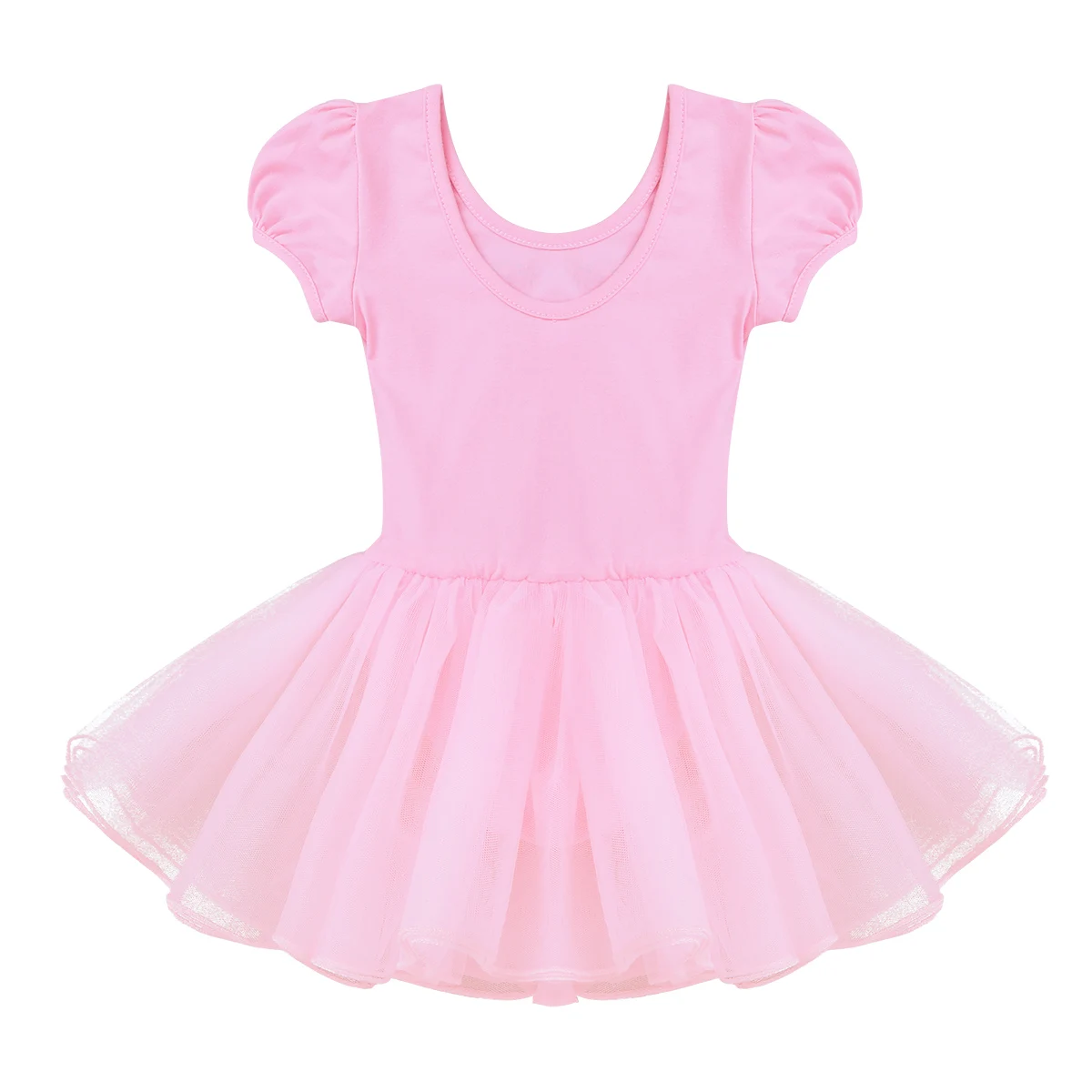 Meninas Bolha Curta Mangas Ballet Tutu, Malha Vestido de Dança, Princesa Bailarina Dancewear, Strass Ginástica collant, Roupas Infantis