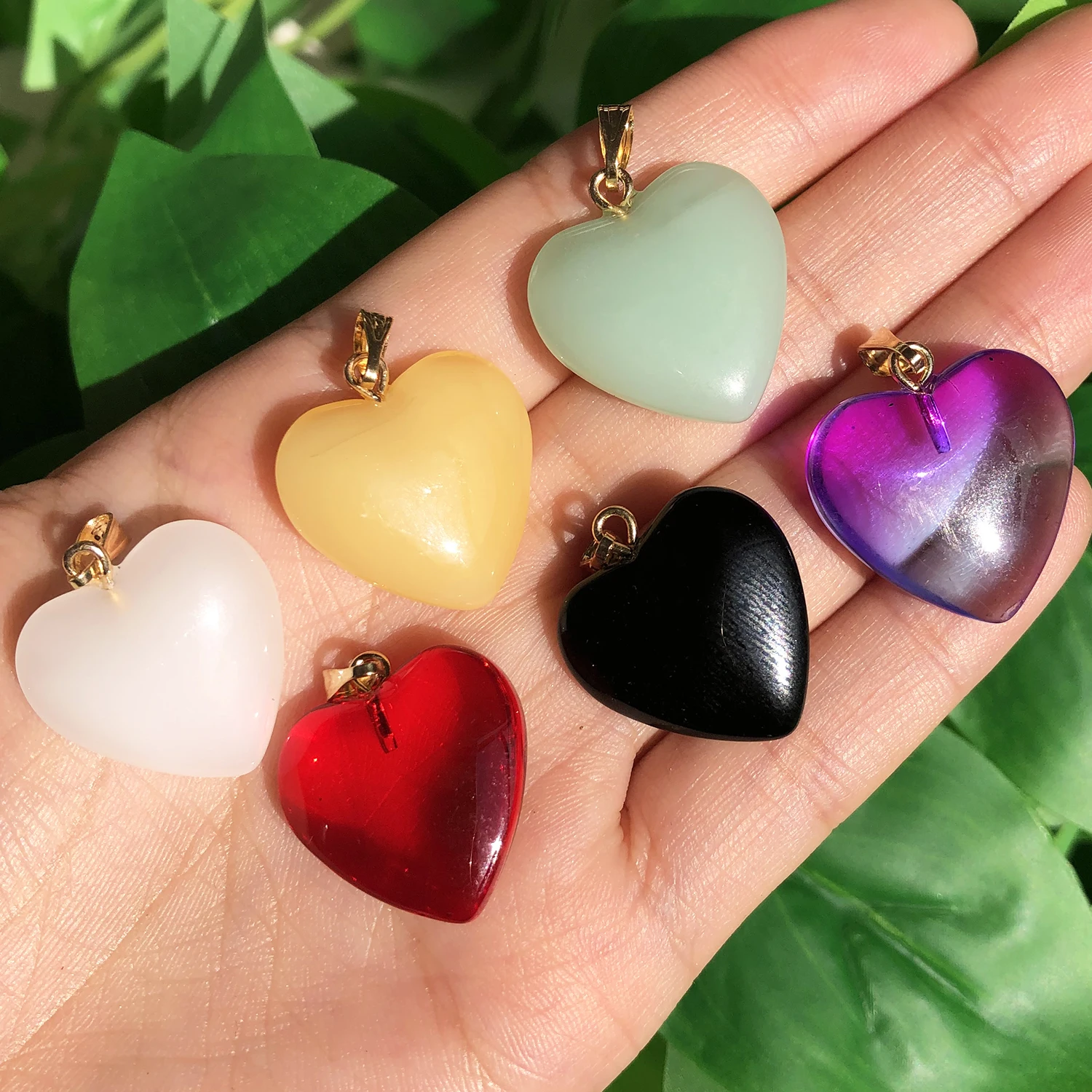 

10pcs Love Heart Czech Lampwork Pendant Beads Gradient Color Glass Charms Pendants 20x20mm for Jewelry Making Necklace Diy