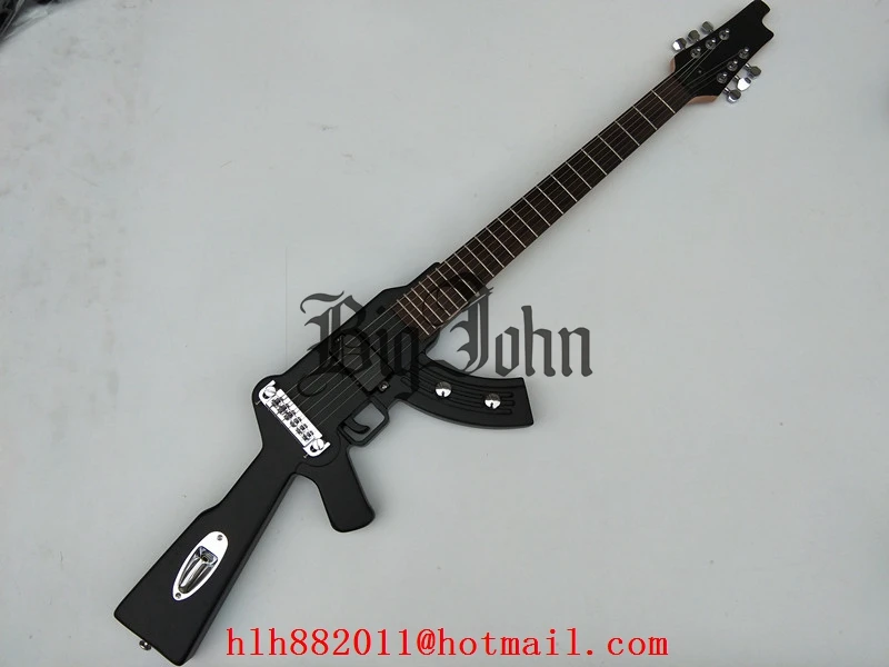 Special shape dumb black electric guitar chrome hardware Fixed Bridge Actived/Passived Pickups BJ-297