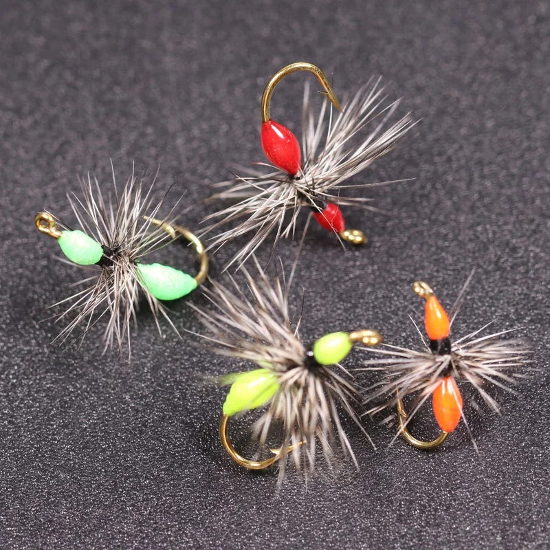 6PCS Copper Bead Head Nymph Flies Trout Fly Fishing Bait Single Metal Barbed Hook Tool