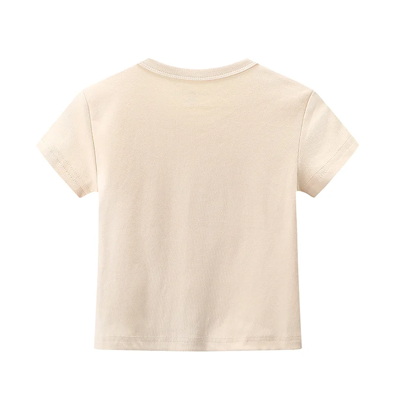 PUWD Y2K Sweet Girl Cotton Beige Short Sleeve Tops 2022 Summer Fashion Ladies Slim O Neck T-Shirt Women Chic Streetwear Tees