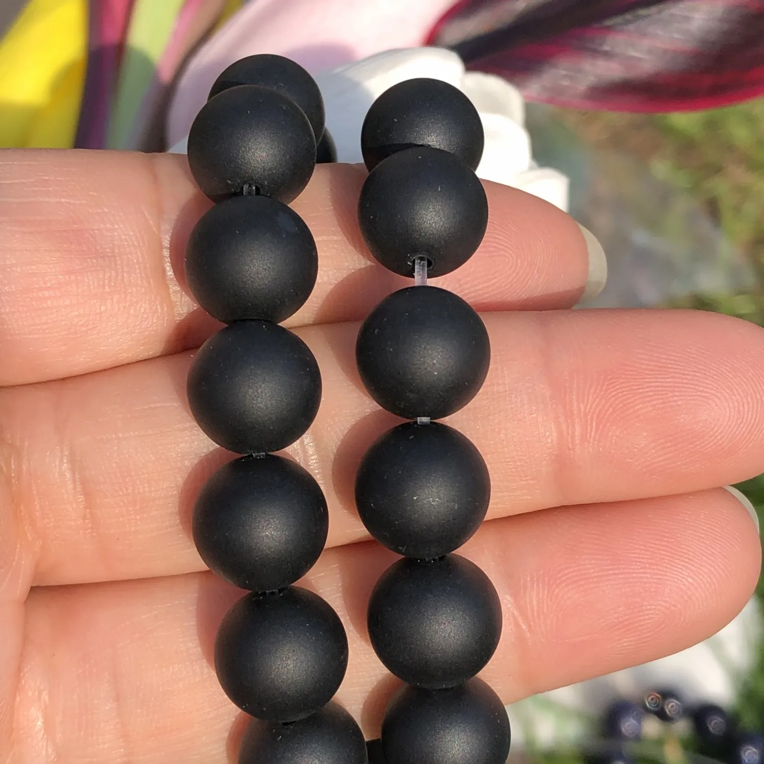 AAAA Quality Natural Black Dull Polish Matte Onyx Agates Stone Round Loose Spacer Beads 4 6 8 10 12 14 MM Diy Bracelet Necklace