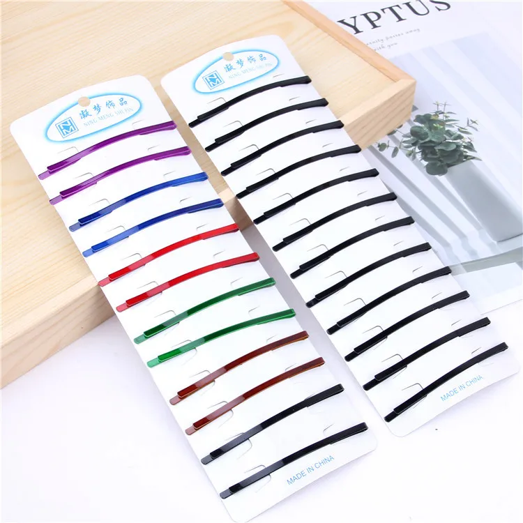 12pcs/lot Hot Basic metal simple black color size card BB clip Word folder Bangs Hairgrip Women girl Barrette Hair Accessories