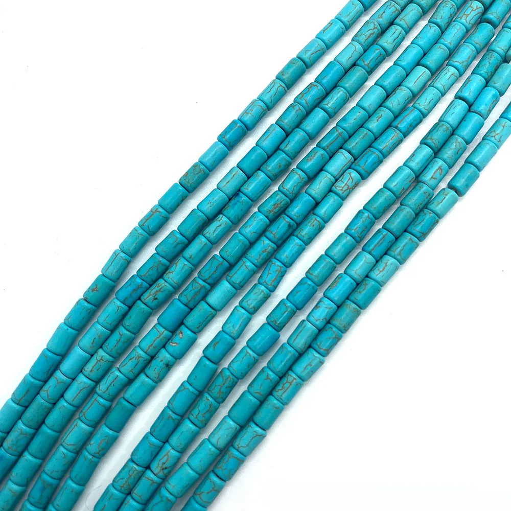 Cylindrical Blue Pine Stone Beads DIY Jewelry Making Fashion Necklaces Bracelet Jewelry Hundred Pieces Wholesale