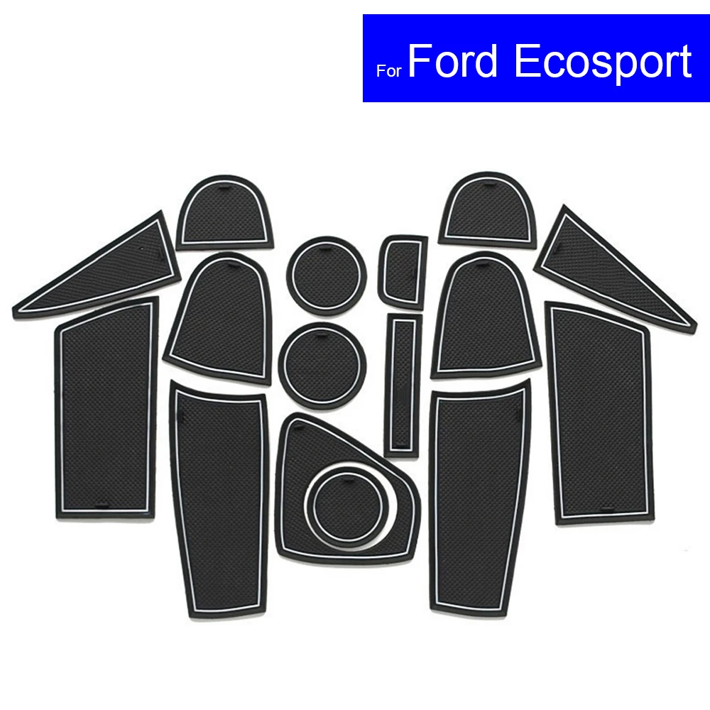 16 Pcs Car Interior Door Slot Pad Cup Cushion Rubber Non-Slip Mats for  Ford Ecosport 2013 2014 2015 2016 2017 Door Groove Mat