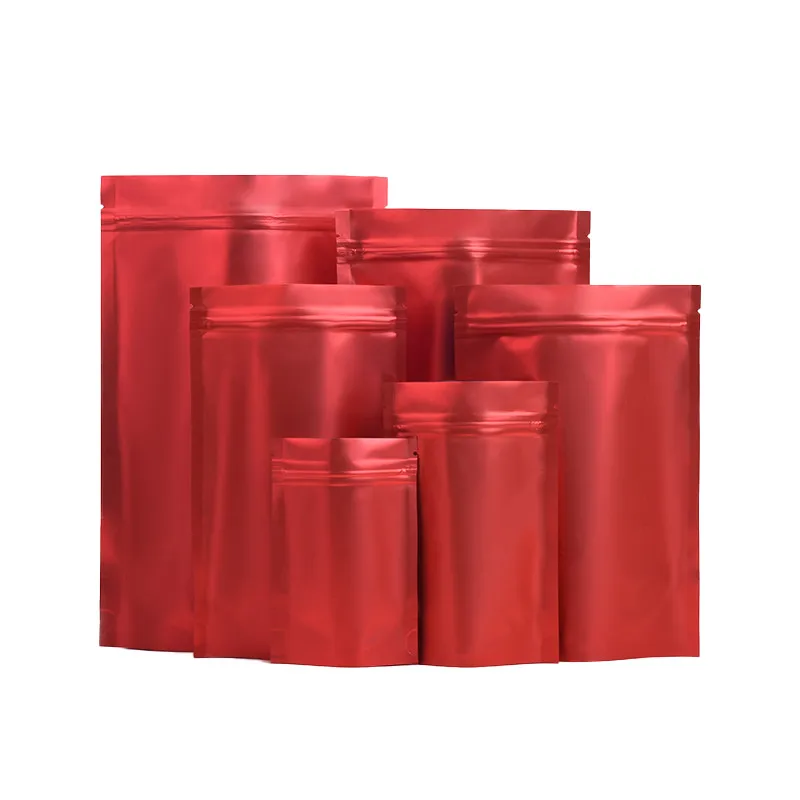 

1000Pcs/Lot Matte Red Stand Up Zip lock Foil Pouches Aluminum Foil Standing Bag Food Storage Stand Up zip lock Bags Wholesale