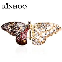 Rinhoo Vintage Butterfly Wings Brooch Elegant Animal Rhinestone Imitation Pearl Insect Butterfly Pin Badge Wedding Party Jewelry