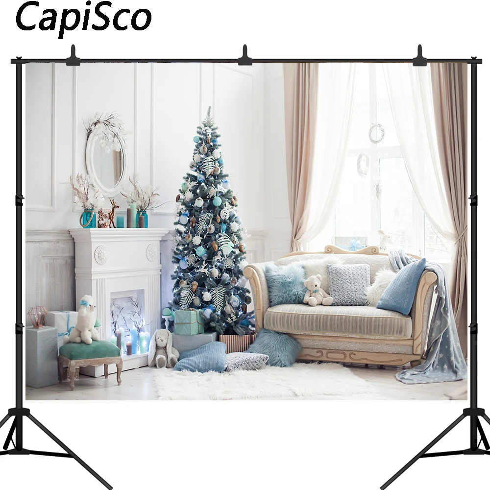 

Capisco photography backdrops Christmas photo background Tree Fireplace Gifts Toy Indoor Children backgrounds for photo studio