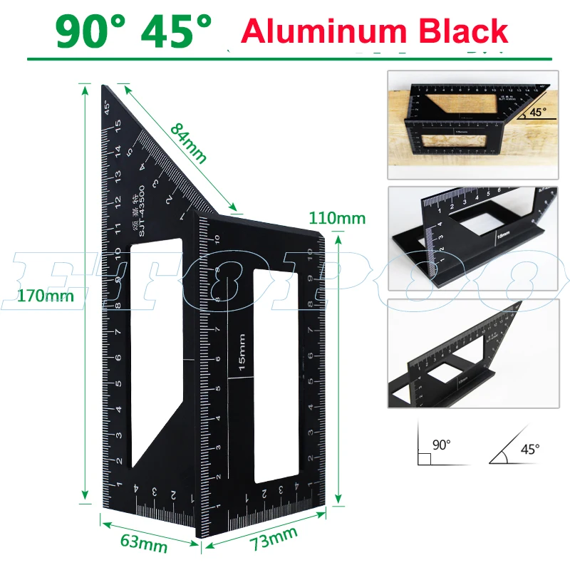 Multifunctional Angle Ruler 45 90 Degree Aluminum Alloy Accurate Woodworking Square Angle Ruler Marking Gauge Carpenter Tool