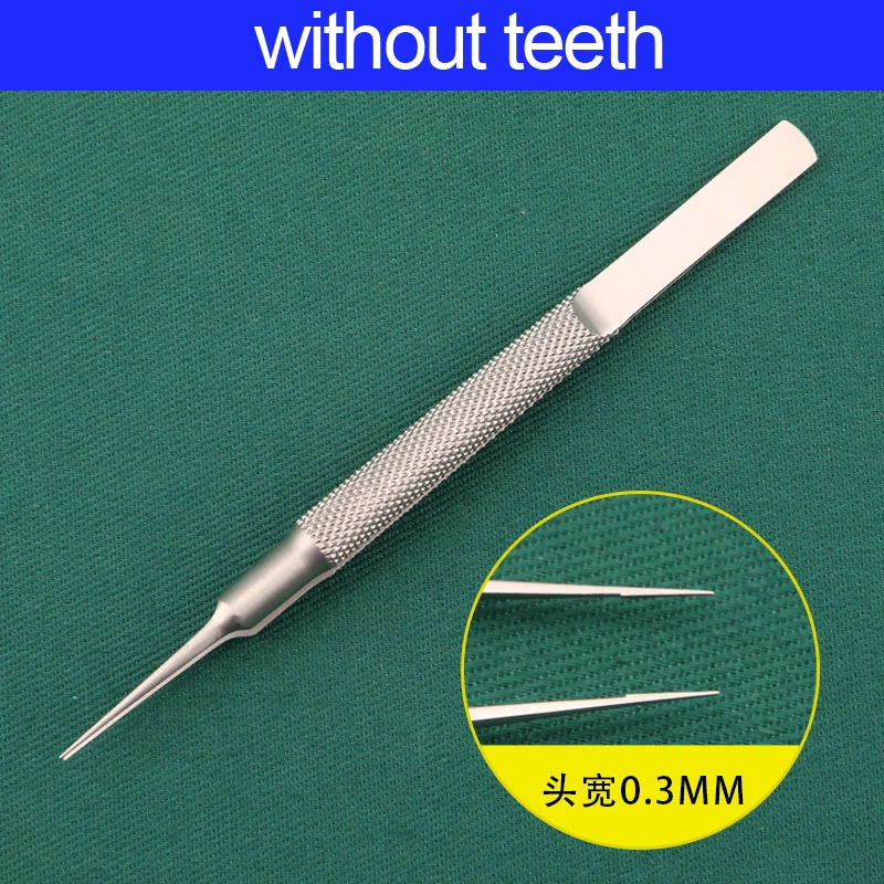 11cm Stainless Steel Micro Tweezers with round Handle Eyelid Tooth Platform Ophthalmic Surgical Instrument for Medical Use