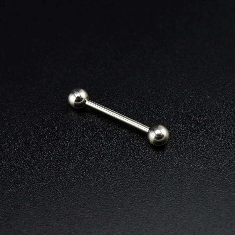 925 Sterling Silver Tongue Piercing 16MM Tongue Bars 5MM Ball Piercing Jewelry For Women Man Punk Fashion Decoration Unisex