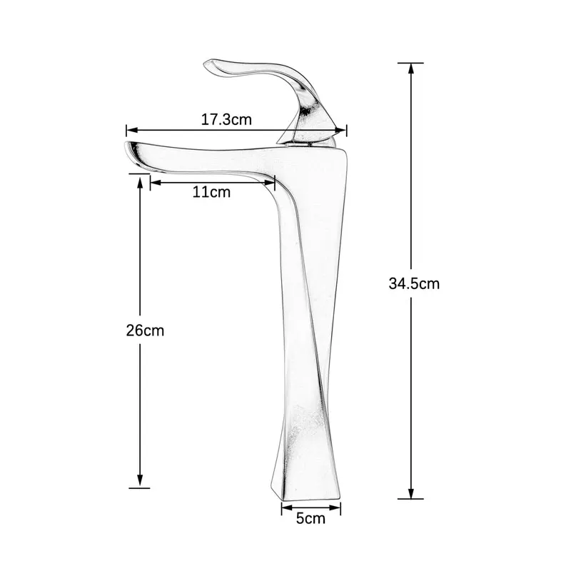 Golden Bathroom Faucet Tall Type Hot Cold Mixer Crane Tap Deck Mount Chrome Nickel Color Modern Artic Shape