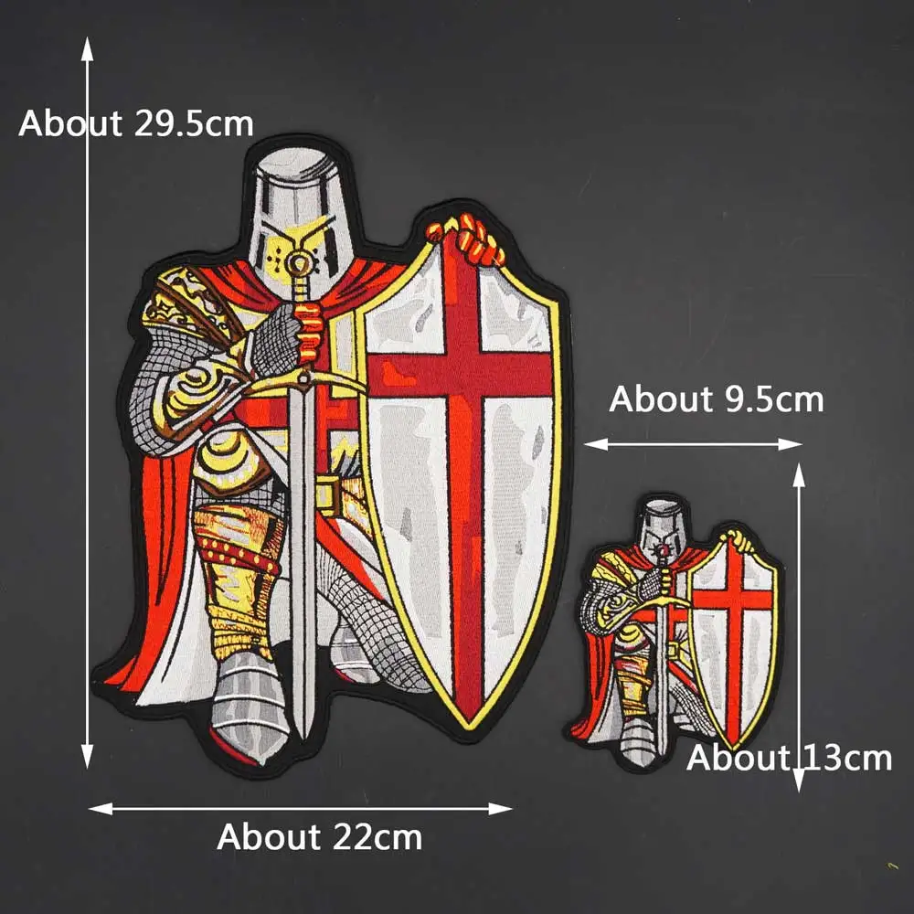 Crusader Knights Templar Large Embroidery Motorcycle Biker Badge Cloth Leather Jacket Decoration Back High-grade Iron-On