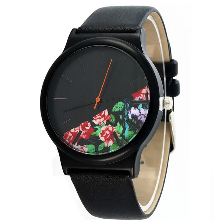 Nice Leather Women Watches Luxury Pop Brand Floral Pattern Casual Quartz Watch Women Clock Relogio Feminino bayan kol saati