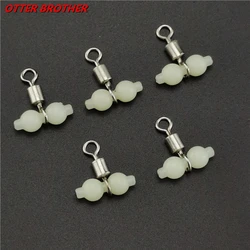 20pcs/lot High Quality Luminous Cross Line Rolling 3 Way Fishing Connector Swivel Sea Fishing Hook Pesca Tackle Accessories