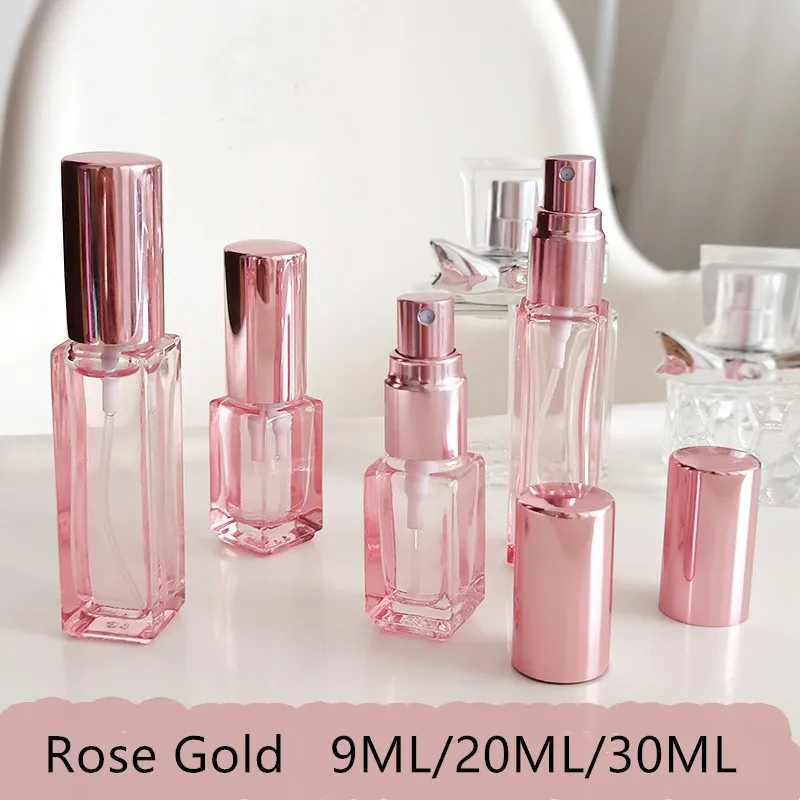 4ml/9ml/20ml/30ml Glass Spray Bottles Rose Gold Empty Refillable Atomizer Protable Transparent Perfume Bottle Fine Mist Sprayer