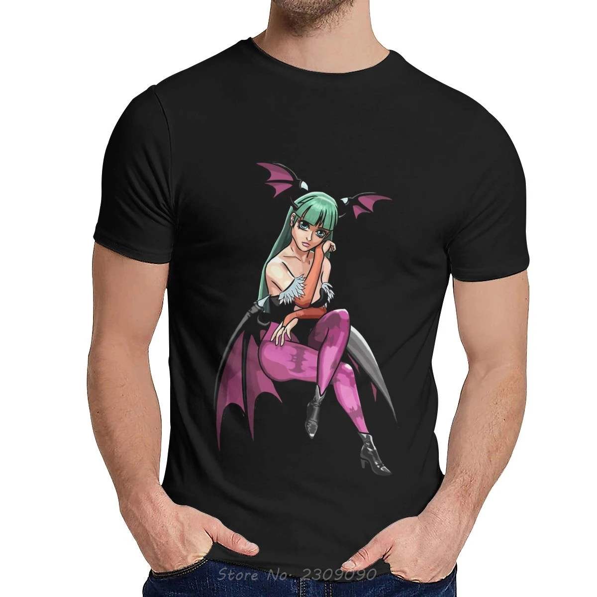 New Darkstalkers T-shirt Morrigan Aensland Tshirt Men Short Sleeve Cotton T Shirt Hip Hop Amazing Classic O-neck Tees Harajuku