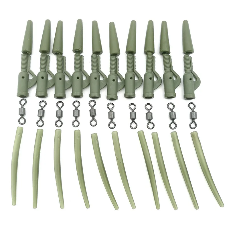 40PCS Carp Fishing Lead Clip Rolling Swivels Tail Rubber Anti Tangle Sleeves for Carp Rigs Fishing Accessories