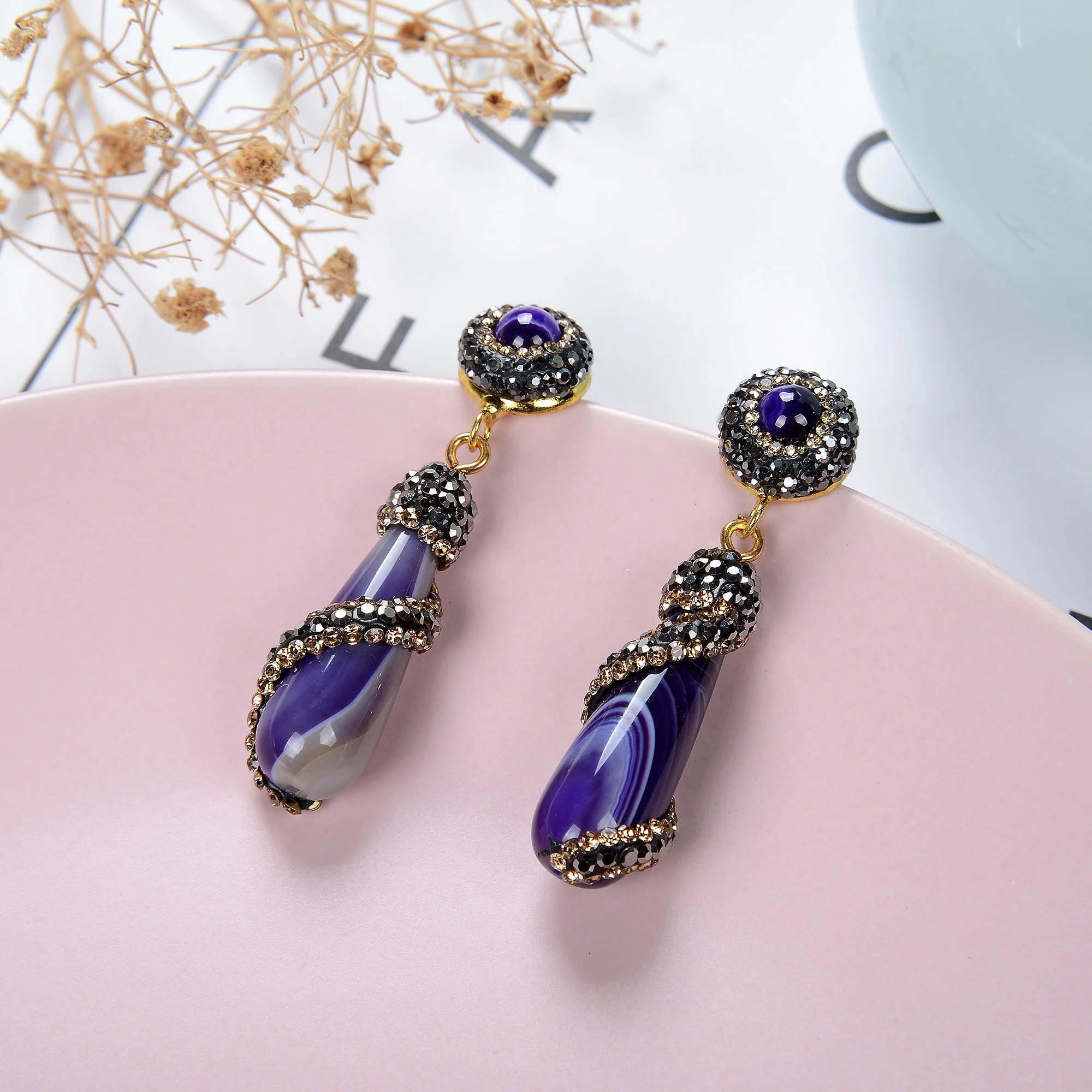 Advanced Drop-shaped Natural Stone Earrings For Ladies 2021 Korean Fashion Jewelry Party Luxury Classic Earrings