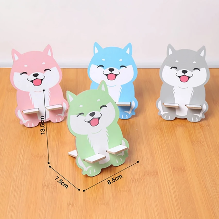 1PC Wooden Portable Tablet Phone Stand Removable Holder Cute Animal Rabbit Puppy Bear Desktop Support for Phones
