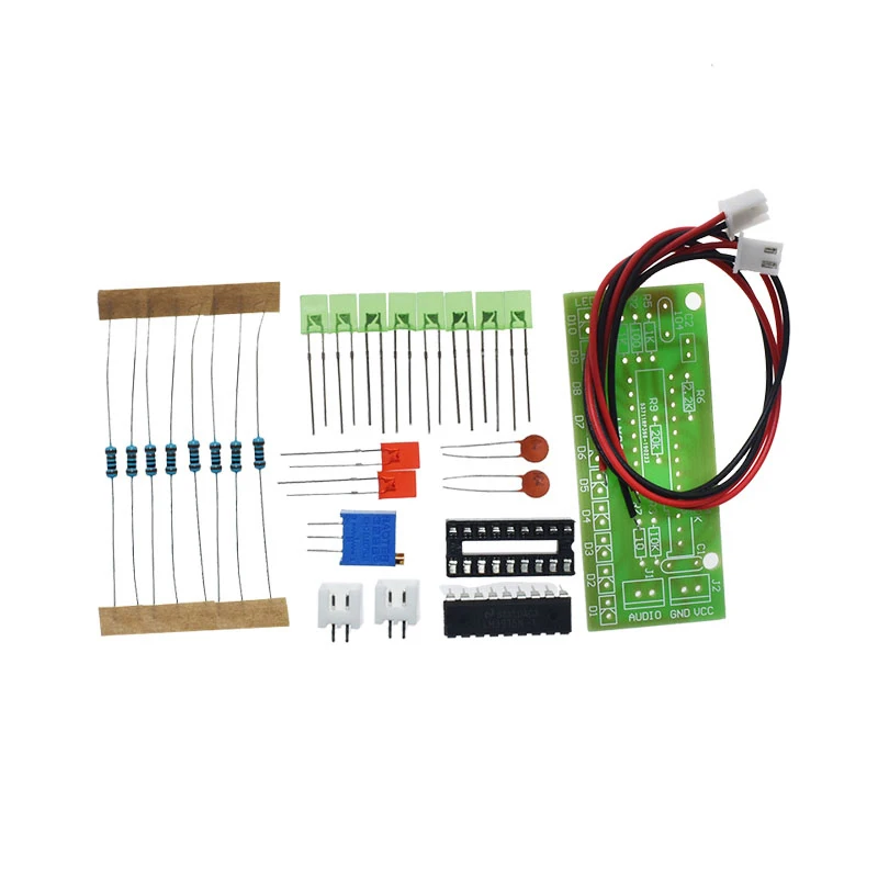 LM3915 DC 9V-12V 10 LED Sound Audio Spectrum Analyzer Level Indicator Kit DIY Electoronics Soldering Practice Set laboratory