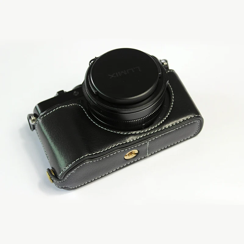 Prawdziwe prawdziwej skóry skrzynki torba dla Panasonic LX100 MarkII LX100M2 LX1002 II przenośna kamera torba shell z baterią otwarcia — zdjęcie 3