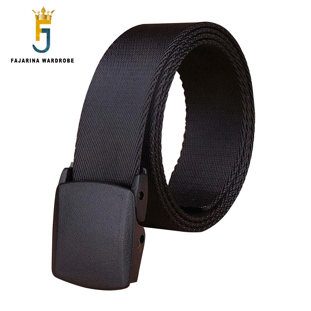 FAJARINA Good Nylon Men High Quality Plastic Buckle Belts Man Men's Design Fashion Styles 105-125cm Length 3.8cm Width CBFJ0074