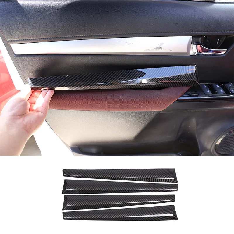 

For Toyota Hilux 2015-2021 ABS Carbon Fiber Pattern Car Door Inner Door Panel Protection Decorative Strip Sticker Car Accessory