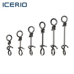 ICERIO 50PCS Stainless Steel Fly Twist Clips Quick Lock Snap Spring Clamp Buckle Swimbait Lure Fishing Connector