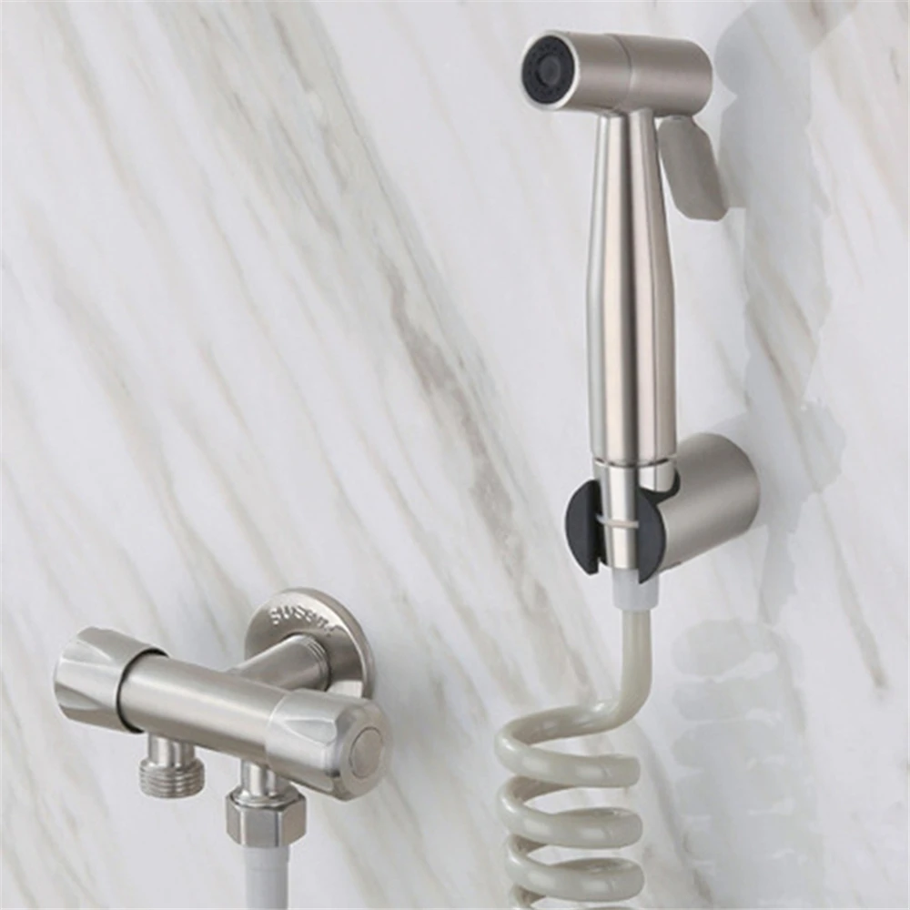 Toilet Handheld Sprayer Stainless Steel Silver Toilet Bidet Sprayer Bidet Faucet for Feminine Wash Baby Washer Bathing Pet G1/2