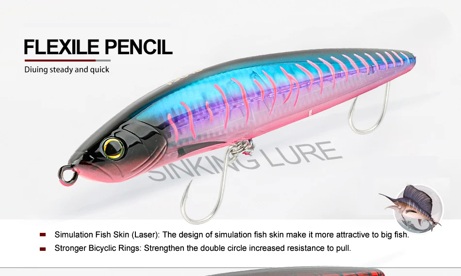 FJORD 200 mm 64 g schwimmender Trolling Big Pencil Hard Fishing Items Meer-Salzwasser-Köder Kunstköder zum Angeln und Freizeit – Detail 1