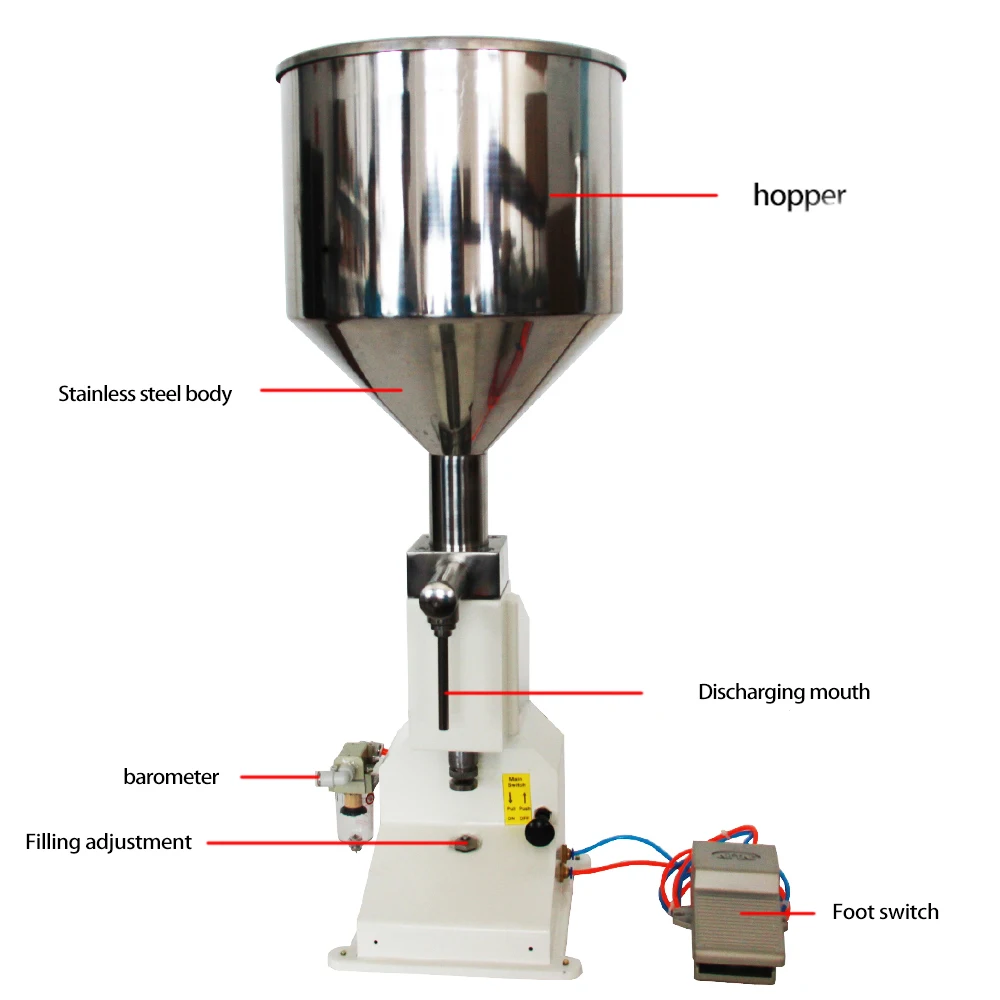 A02 Halbautomatische Pneumatische Quantitative 5-50ml Füllung Honig Kosmetische Shampoo Creme Flüssigkeit Füll Maschine