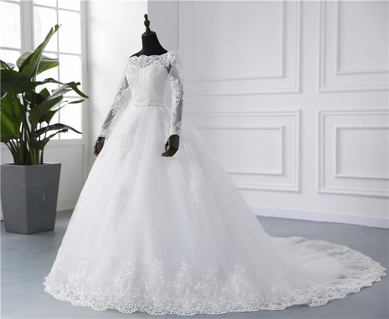 New Spring Lace Appliques Wedding Dress Long Sleeve Vestidos De Novia 2026 V-Neck Bride Wedding Gown Customized Plus Size