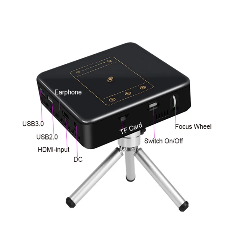 D13 4K Android7.1.2 Mini Dlp Máy Chiếu Cầm Tay Thông Minh Máy Cân Bằng Laser 1 Pin 8000MAh HD 1080P Nhà Proyector Miracast Airplay eshare