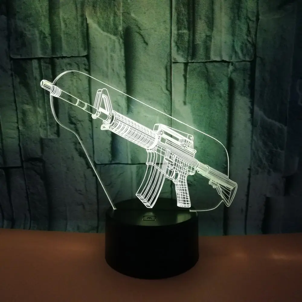 3D LED Night Light Gun with 7 Colors Light for Home Decoration Lamp Amazing Visualization Optical Illusion Awesome