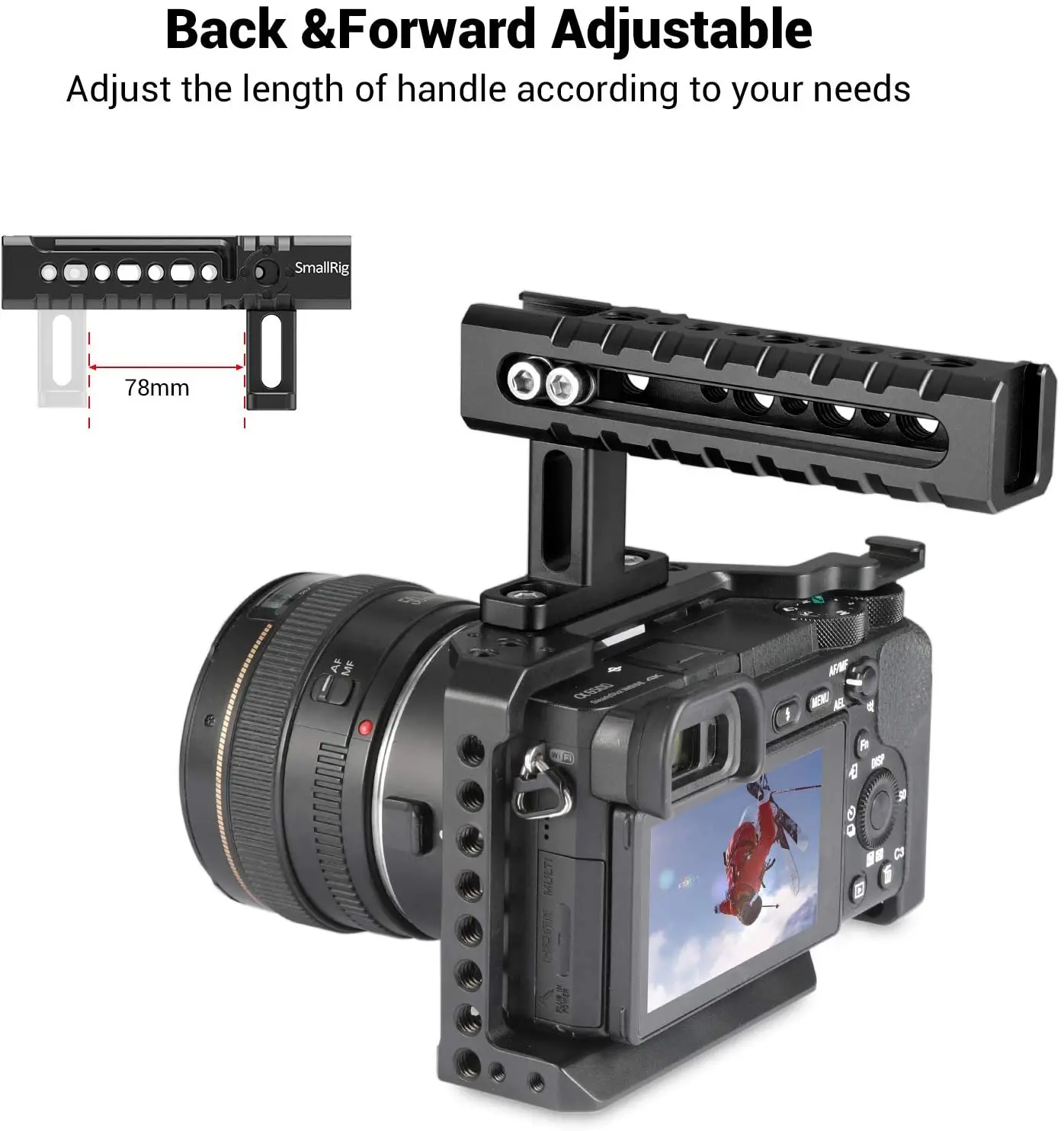 SmallRig Video Top Handle Action Stabilizing Universal Camera Handle Adjustable Grip With Arri locating holes  - 1984