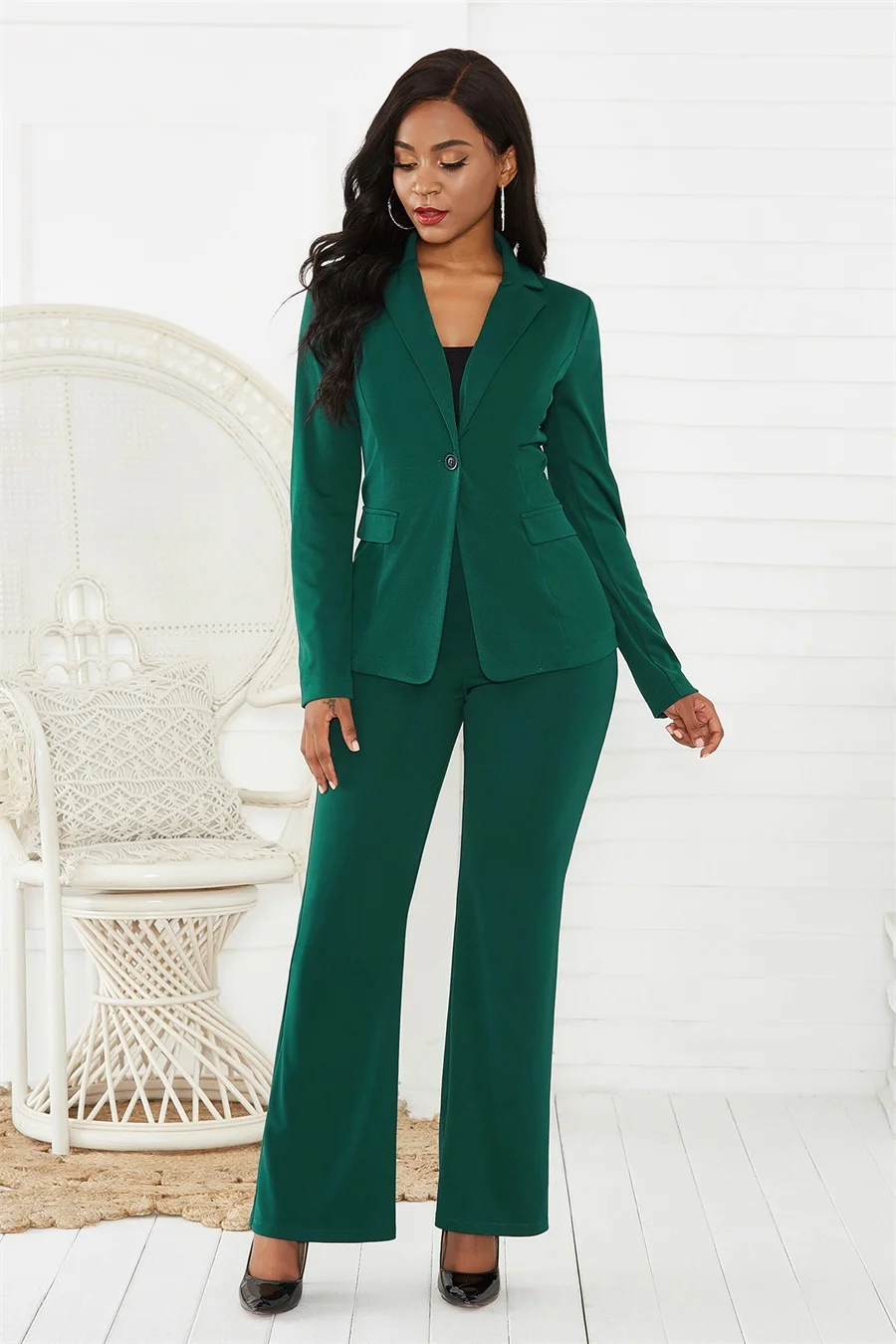 2020 Elegant Two-piece suit Women Business Suits Solid Color Blazers Coat Long Pants Blazers Sets Office Lady Outfits Uniform