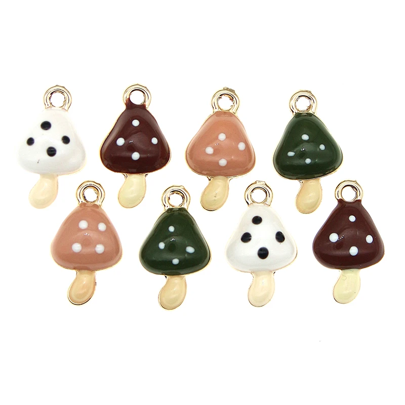 10pcs/lot 11*19mm Cute Enamel Speckle Mushroom Pendant Charms Kawaii Necklace Bracelet Earring Small DIY Jewelry Finding XL1137