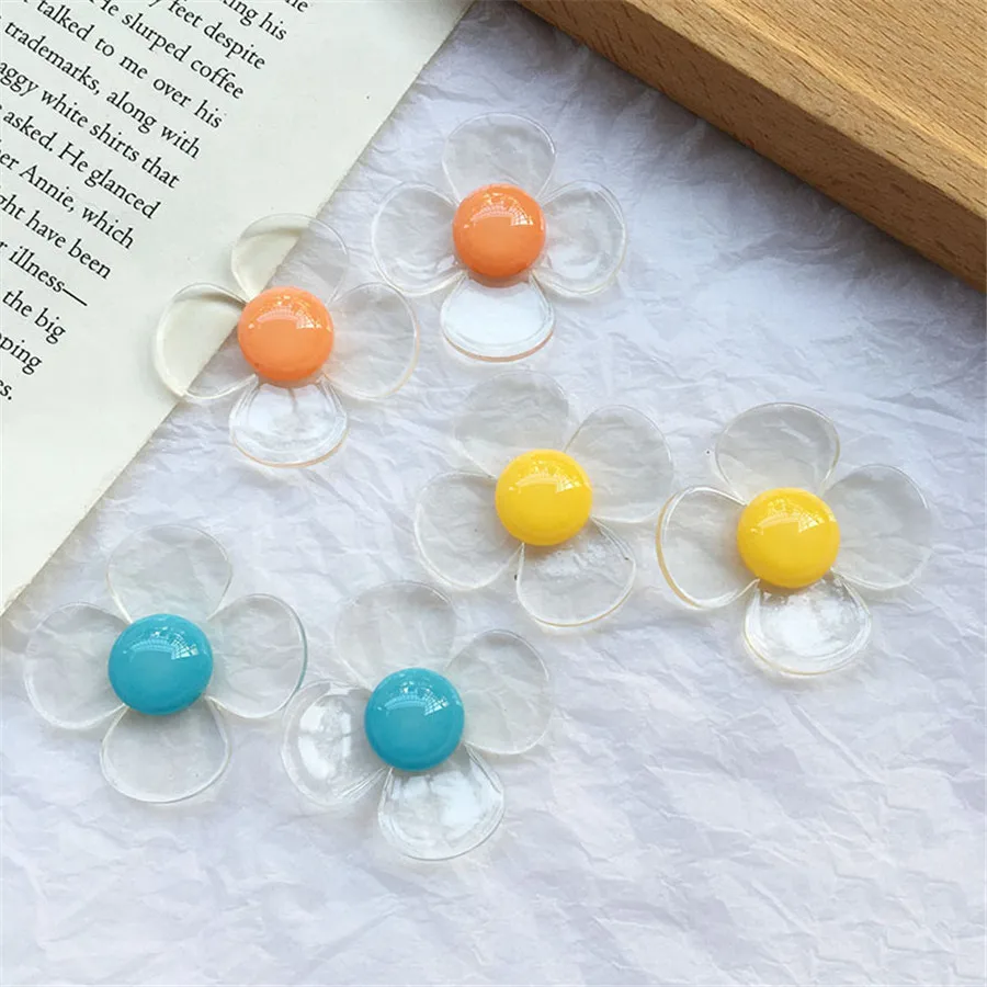 

Kawaii Resin Flower Round Solid Cabochons Cameos Ornament Accessory DIY Jewelry Findings Fashion Earring Garments 30pcs 38mm