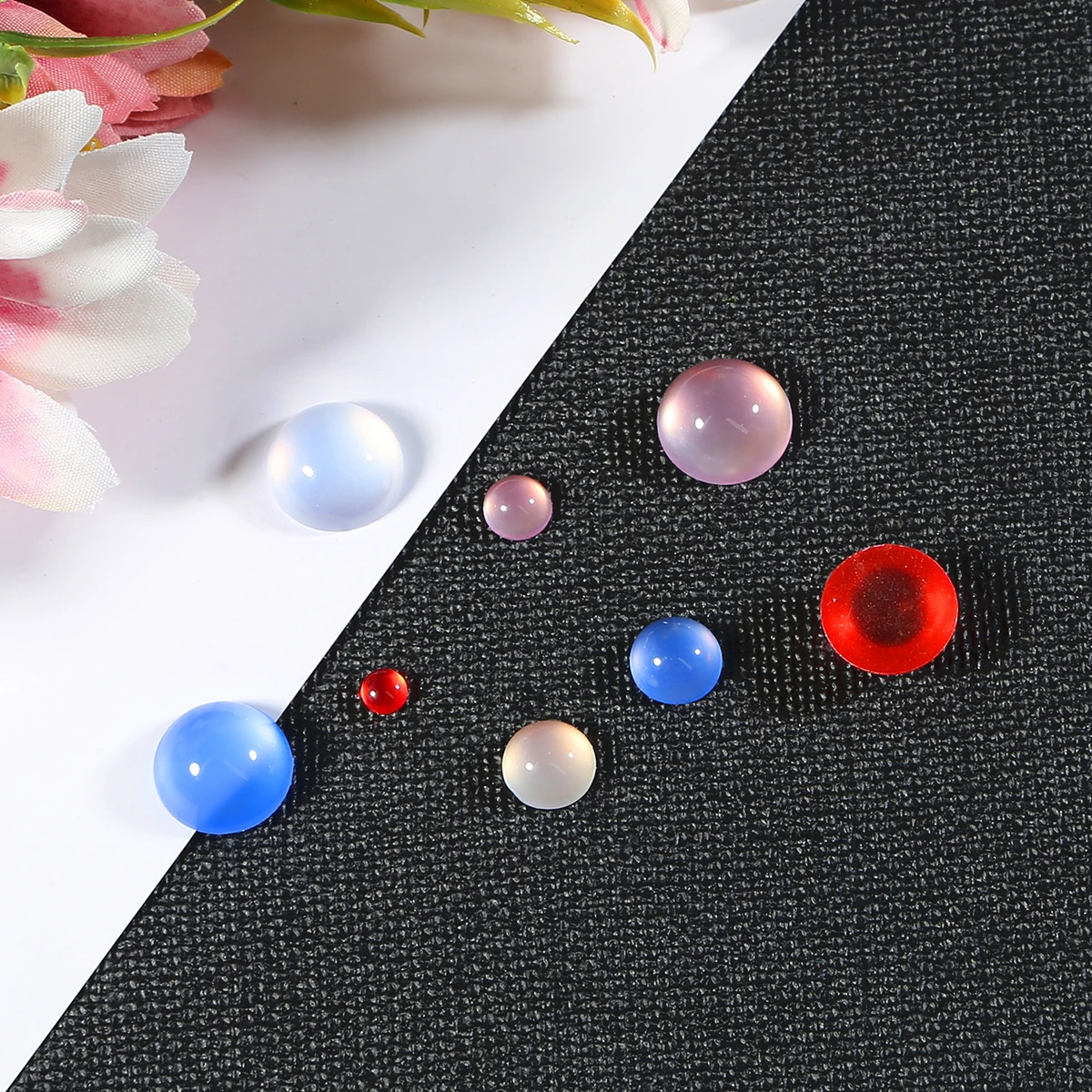 4 6 8 10 12mm 20-50pcs Resin Cat Eye Beads Round Flat Back Clear Cabochons Dome Cameo For Jewelry Making DIY Blank Base Findings