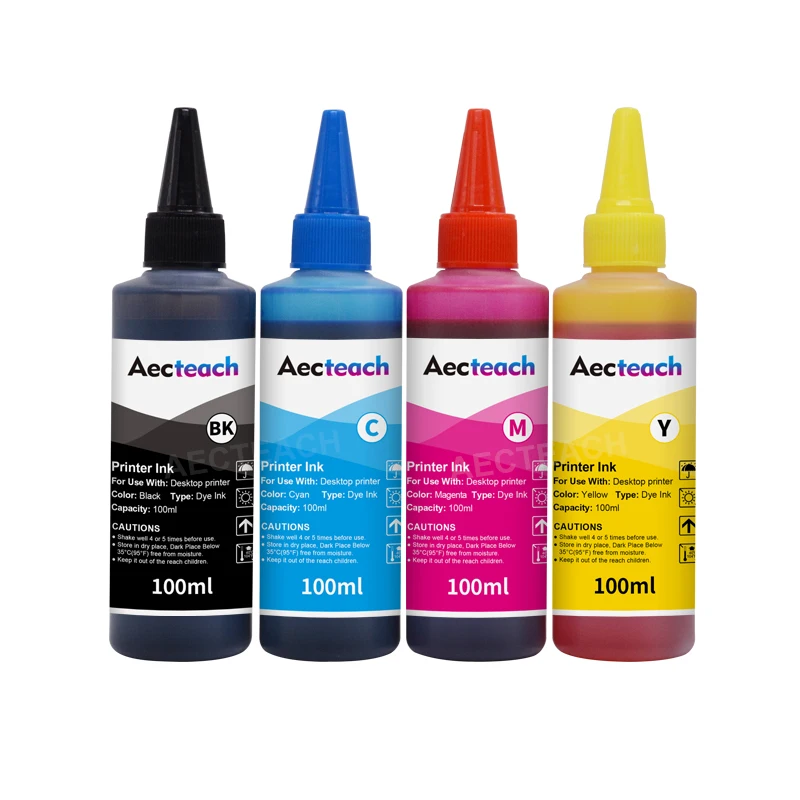 Aectech-nouveau Kit de recharge d'encre pour imprimante, pour Epson, Canon, HP, Brother, CISS, bouteille d'encre, colorant, 100ML