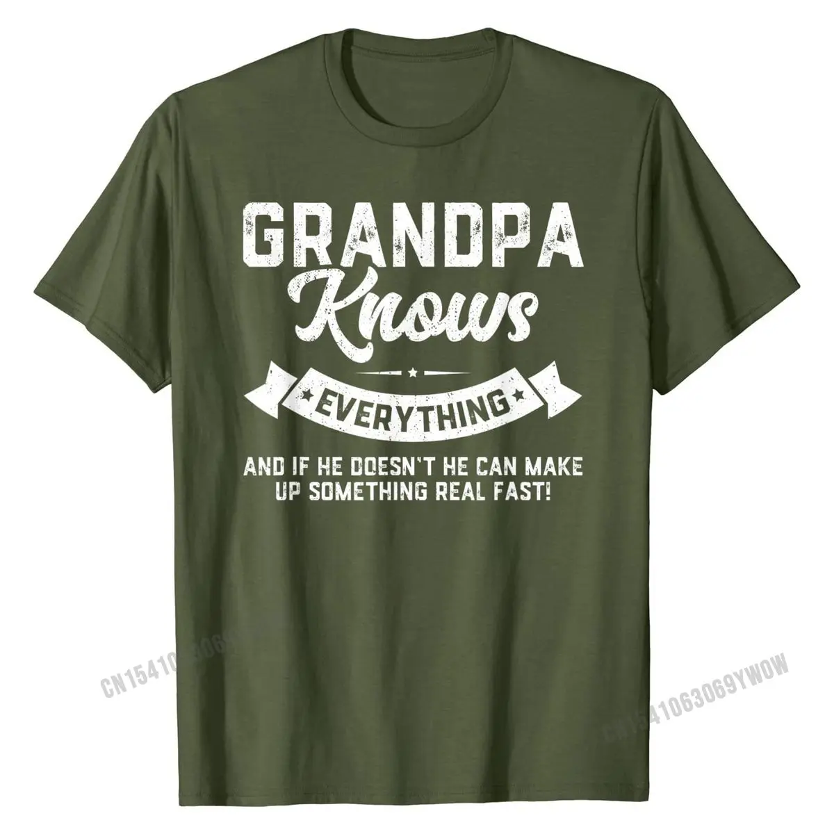 Mens Grandpa Knows Everything Shirt 60th Gift Funny Father\'s Day T-Shirt Tshirts Tops Shirt Fashion Cotton Camisa Design Men