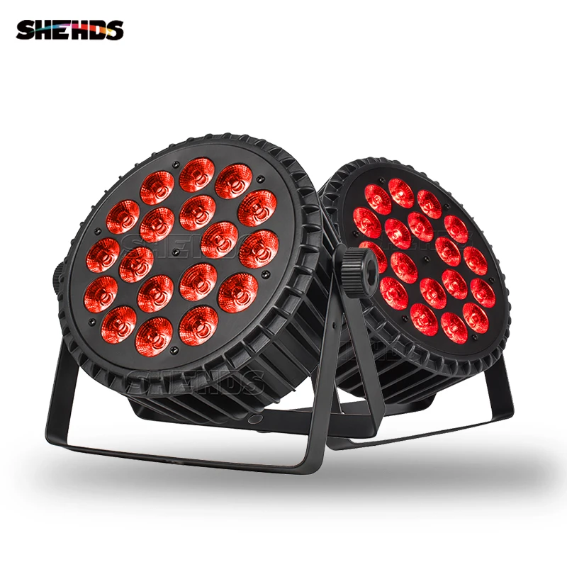 SHEHDS-Luz LED plana de aleación de aluminio para escenario, proyector RGBWA + UV de 18x18W, 2/4 piezas, DMX 512, para DJ, fiestas, discotecas,